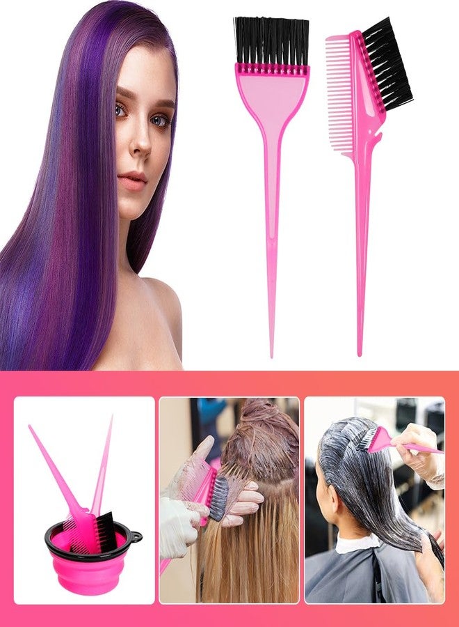 MOONMINI Hair Dye Color Brush and Bowl Set, Color Bowl Brushes Tool Mixing Bowl Kit Tint Comb for Hair Tint Dying Coloring Applicator (Pink&Black) - Image 2